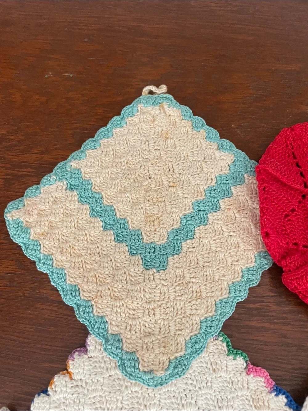 Handmade crocheted pot holders set of 4